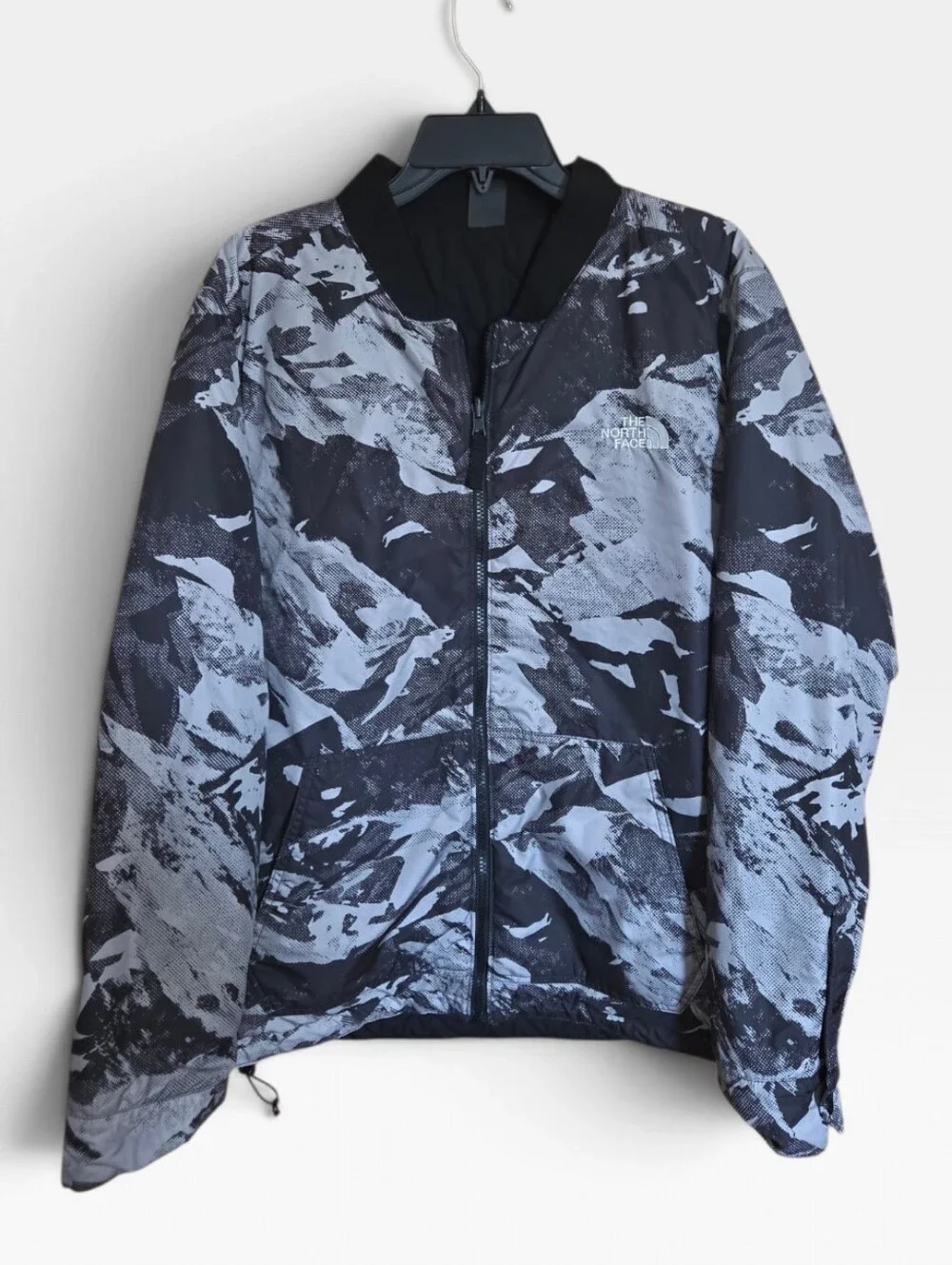 The North Face Jester Jacket Reversible Mens L Bomber Camo Black Gray Quilted